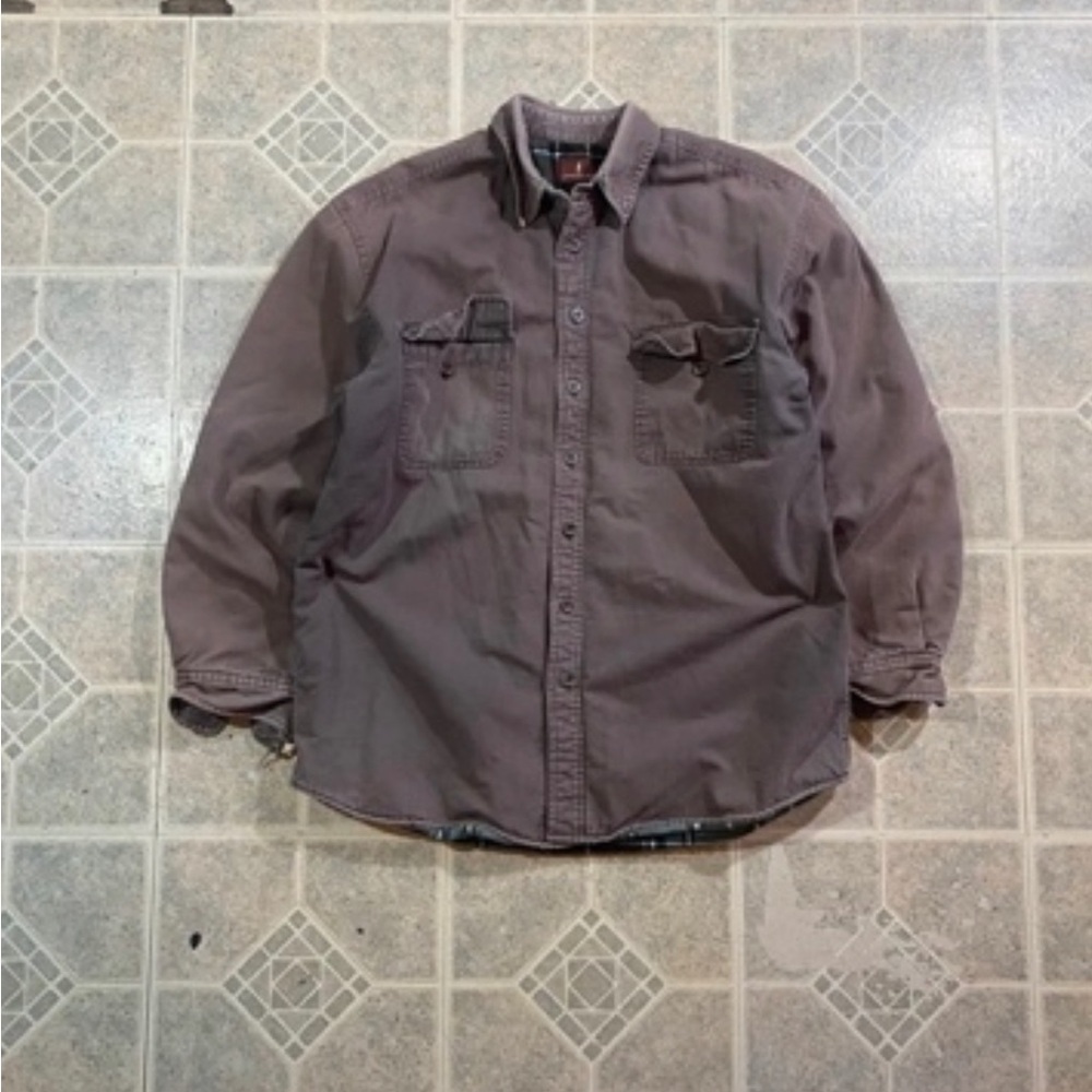 Lane Bryant Mauve Brown Plaid-Lined Button Shirt
